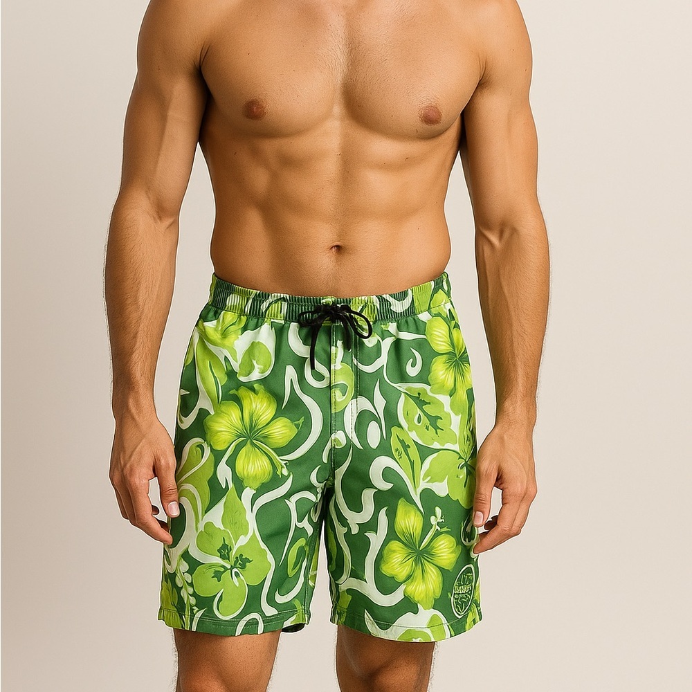 Tommy Bahama Relax Men's‎ Green Floral Board Shorts Swimsuit Mesh Lined Large